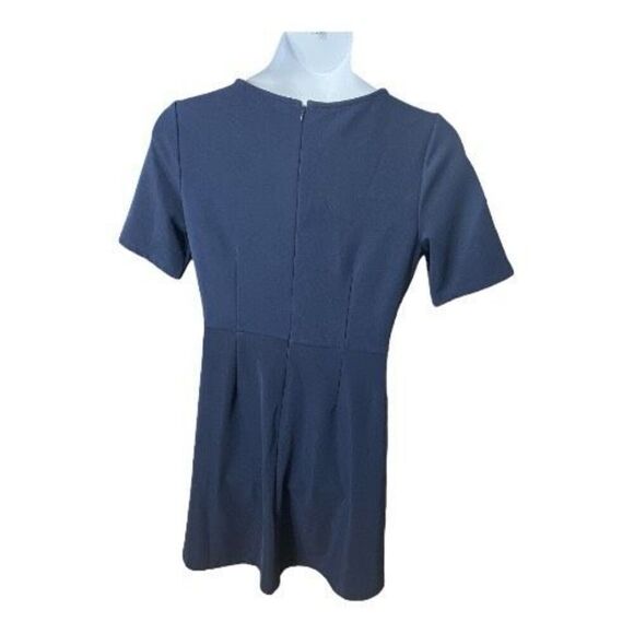 Ann Taylor Factory Blue Sheath Dress Size 12 Short Sleeve Scoop Neck Midi - Picture 5 of 8